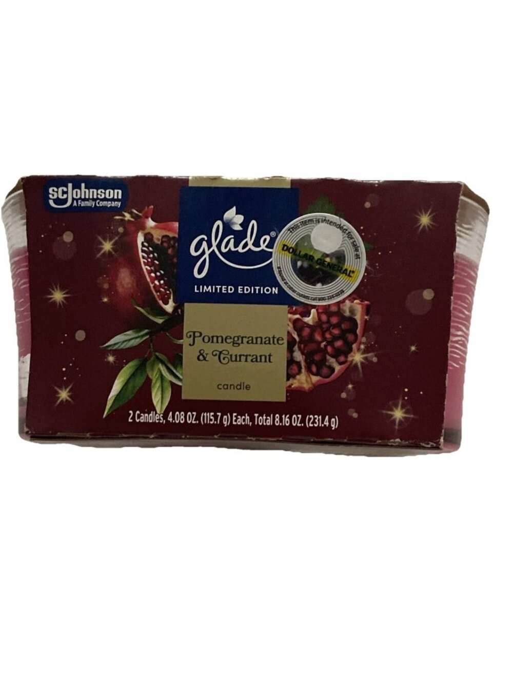 GLADE Candles POMEGRANATE & CURRENT Single Wick Limited Edition Twin Pack